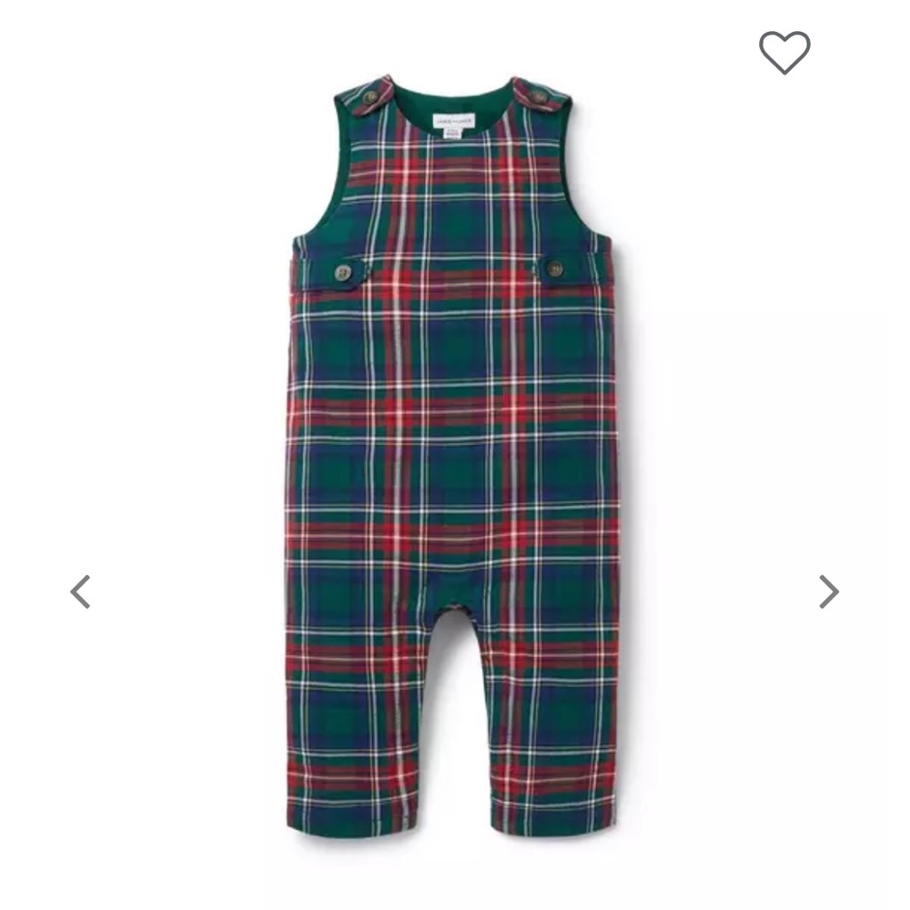 Janie and Jack Tartan Christmas Overalls Set | 6-12 mo